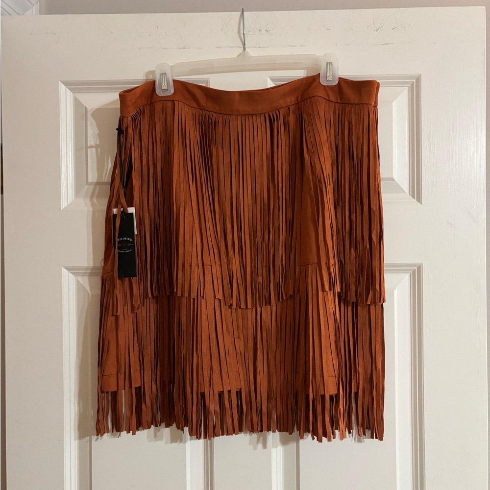 Idyllwind Rust Fringe Mini Skirt